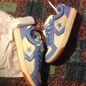 Converse Men's Pro Blaze Classic White & Blue Leather & Suede Sneakers-11.5 -NIB